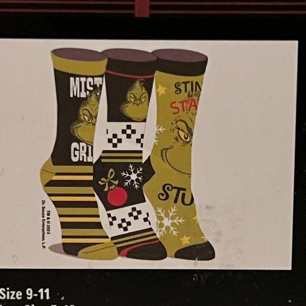 Grinch Christmas Crew Socks Set of 3